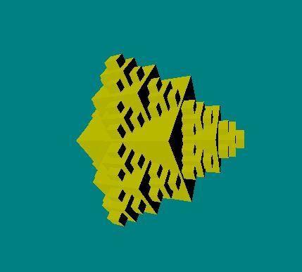 recursively adding cubes to create a fractal shape