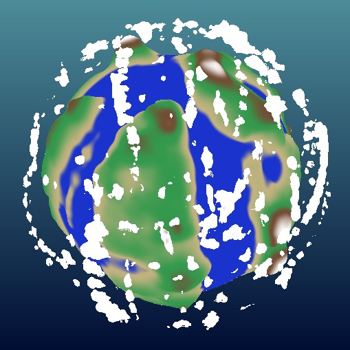 The ray-traced cloud and planet (with no lighting).