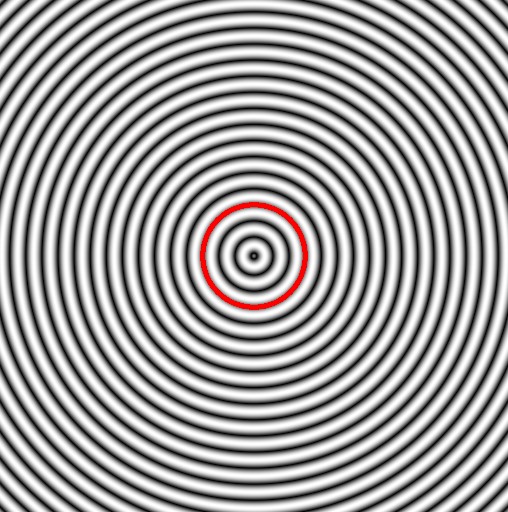 A basic starting point - a simple circle (sphere cross section) - showing the gradient field.