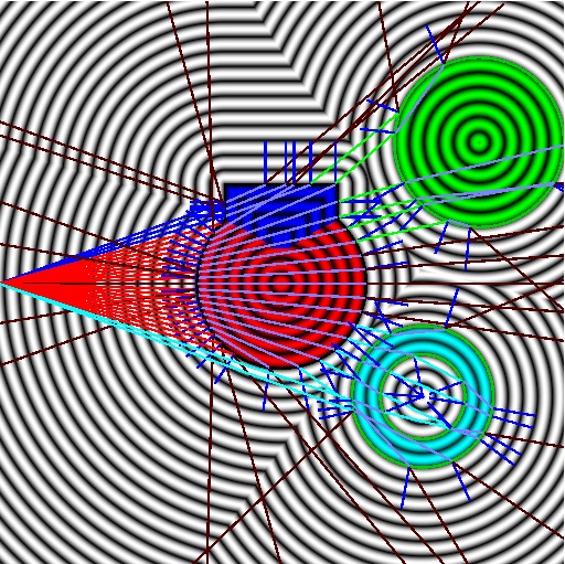 Ray-marching with lines and color sdf functions.