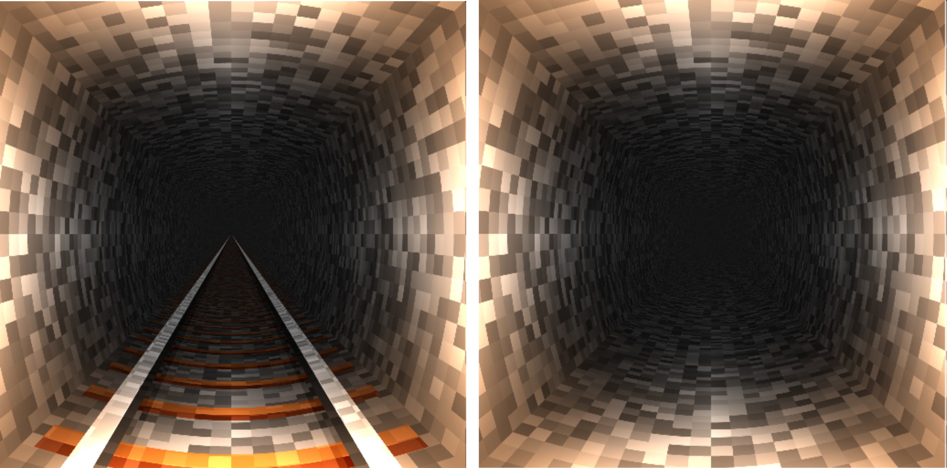 Extra lines of code for adding a train track to the bottom of the tunnel.