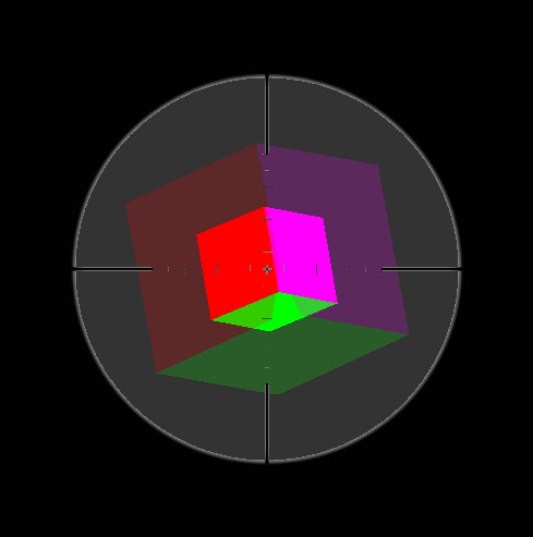 Masked overlay image with a set of nested cubes (using transparncy) rendered in the background using ortho projection (fixed si...