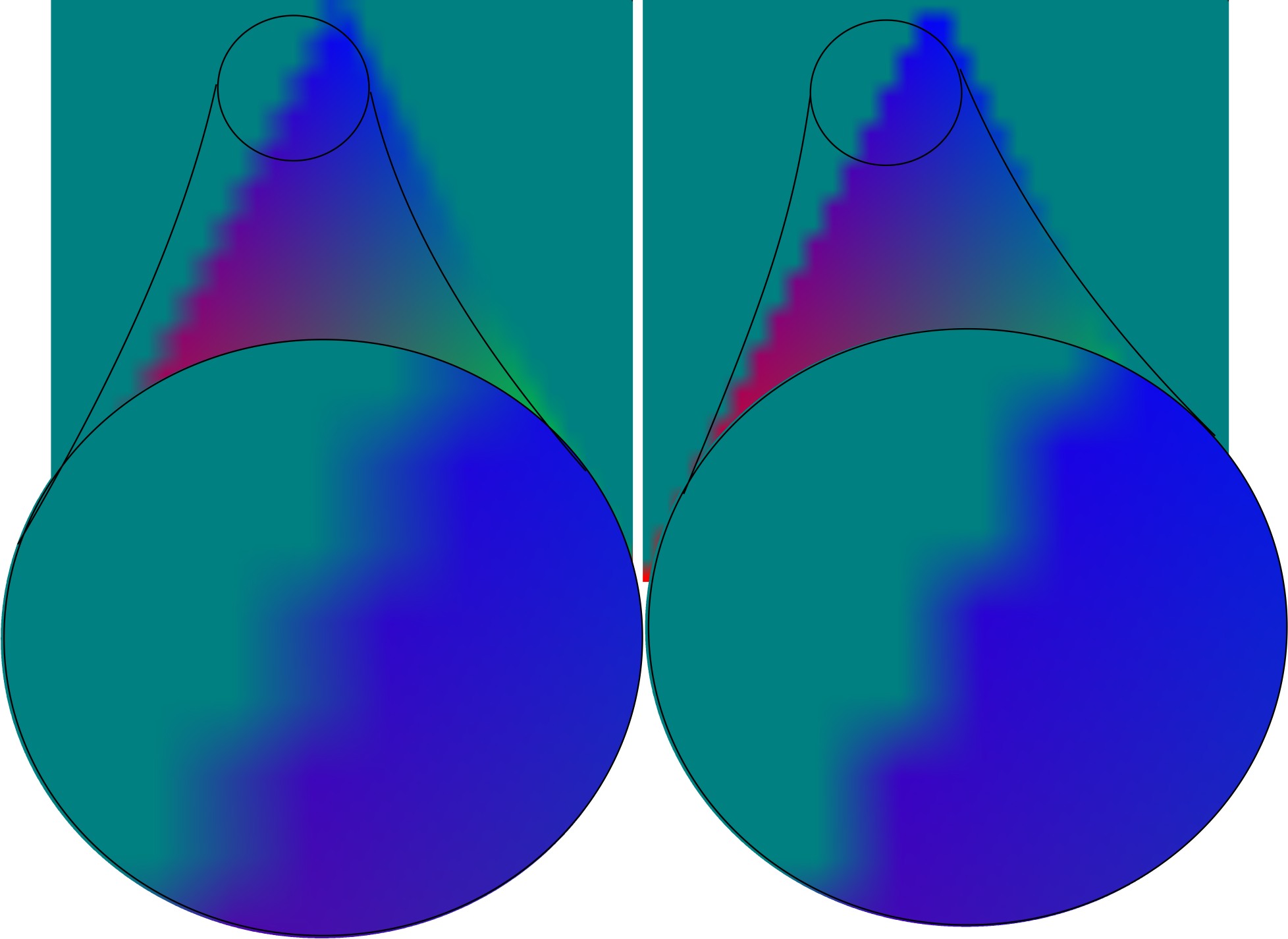 Comparison of with and without 4 stage multsampling (Left is with 4 stage multisampling, while Right is without).