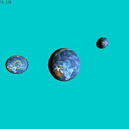 Place multiple spheres on screen (world orbs) - move the cursor around to see which is closest to the mouse.