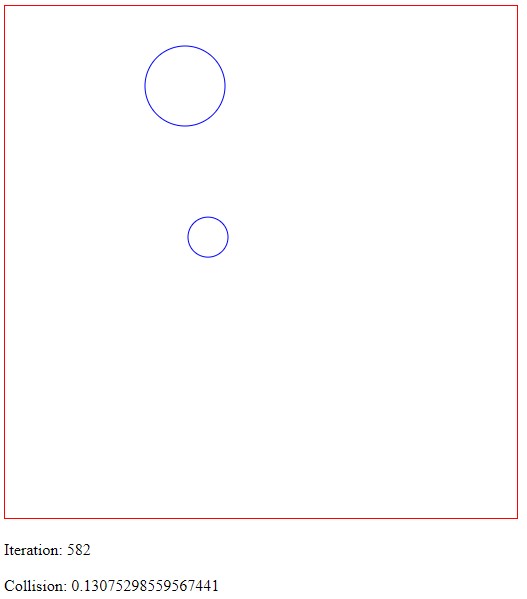 Output for the collision detection neural network example (checks intersection of two sphere - one sphere is able to be moved a...